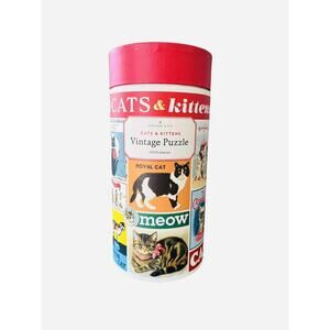 Cavallini Cats and Kittens Vintage Jigsaw Puzzle 1000 Piece Tube Complete poster